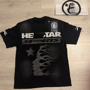 เสื้อยืดผู้ชายคุณภาพสูง ทรงหลวม สไตล์ลำลอง แฟชั่น แขนสั้น ผ้าฝ้าย 100% ลายพิมพ์วินเทจ Hell Star เสื้อผ้าฤดูร้อน 1:1 - Product Image 4