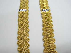 1 1/2 yardas de ribete trenzado de guipur dorado superpuesto, estilo pakistaní, con diseño de borde metálico en espiral, color y tamaño personalizables, ecológico - Product Image 5