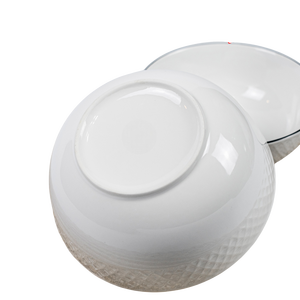 Bol à soupe en porcelaine de style français avec bord texturé, bol blanc avec bord foncé, 19,4 cm - Product Image 2