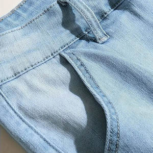 Short taille haute pour homme sur mesure Tissu denim élastique Conception OEM Cordon de serrage Tendance Dernier short en jean élastique taille haute - Product Image 4