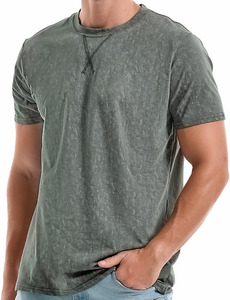 Camiseta de Cuello Redondo de Algodón Premium para Hombre, Corte Regular, Informal, Ecológica, Transpirable, 180g, Tallas S-4XL, OEM, ODM, Logotipo Personalizado - Product Image 3