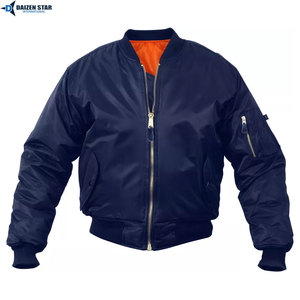 DAIZEN <b>STAR</b> Men Bomber <b>Jacket</b> Red Solid Zipper Closure Windproof Casual Outerwear Regular Fit Polyester Material Stand High - Product Image 5