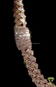 Cadena Cubana Esmeralda con Incrustaciones de Diamantes Moissanite VVS en Plata de Ley 925, Joyería Hip Hop, Cadena para Hombre, Estilo Rapero - Product Image 4