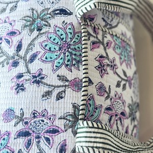 Floral Print Textile Weekender <b>Duffel</b> <b>Bag</b> with Zipper Closure Large Capacity Travel <b>Bag</b> & Outdoor Storage Handmade Weekender - Product Image 2