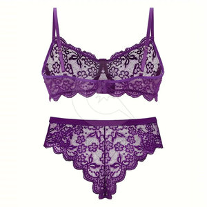 Ensemble de lingerie en dentelle pour femmes, lingerie florale, vêtements de nuit, vêtements de détente élégants, vêtements intimes doux et confortables - Product Image 2