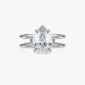 Anillo de Compromiso Solitario de Oro de 14K con Diamante Cultivado en Laboratorio en Forma de Pera, 2.50 CTW, Banda Doble Abierta, Joyería Fina para Novia - Product Image 3