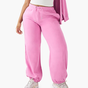 Pantalones Deportivos Rosa para Mujer, 100% Algodón, Corte Holgado, Cintura Elástica, Ropa de Gimnasio, Estilo Casual Hip Hop, Cómodos Pantalones para Estar en Casa - Product Image 3