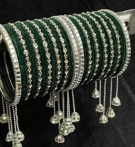 Elegant Indian Inspired Vintage Womens Glass Churiya Fashion Bangles Set Traditional Bridal Jewelry for <b>Wedding</b> Occasions - Product Image 2