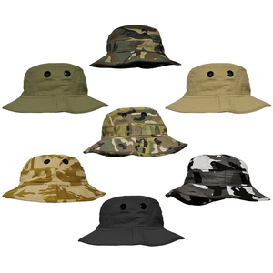 Unisex Camouflage Bucket Hat Outdoor Fishing Hunting Tactical Summer <b>Cap</b> Breathable <b>Waterproof</b> Canvas Multi-Panel Style - Product Image 1