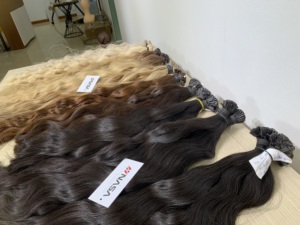 High Quality Nasa Hair 20 Inches Keratin Flat-tip Vietnamese Raw Virgin Human Hair Extensions Micro-link Clip-in <b>Bleached</b> Color - Product Image 2