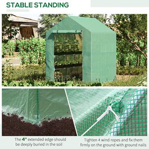 Serra Ecologica 7x5x6ft con Copertura in PE, 3 Ripiani, Porta con Cerniera Avvolgibile, Telaio in Acciaio per Coltivazione di Ortaggi - Product Image 5