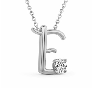 Collar con Colgante de Letra E con Diamantes Cultivados en Laboratorio de Corte Redondo Minimalista, Joyería de Oro Sólido de 10k/14k de Alta Gama en Oferta - Product Image 2