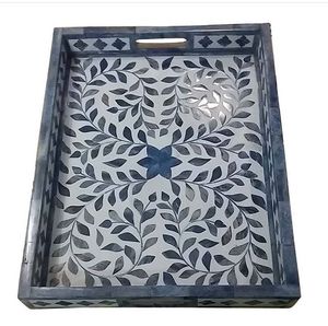 Luxury Handmade Bone Inlay Art Deco Serving Tray From India Eco-Friendly Wedding Birthday <b>Microwave</b> Safe Lightweight - Product Image 5