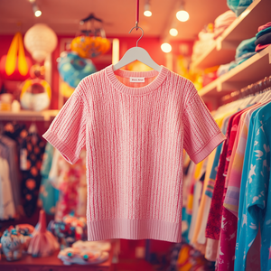 Chemise décontractée à manches courtes en tricot imprimé pour le printemps, douce, respirante, légère, 100% coton, col en V, bouton unique, séchage rapide - Product Image 2