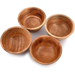 Tazón para Ensalada de Madera de Acacia Pulida Hecho a Mano, Vajilla de Madera Sólida Natural para Frutas, Diseño Moderno, Ecológico y Competitivo - Product Image 4