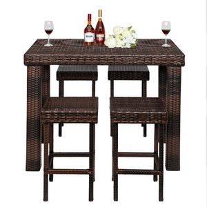 Set di 4 Sgabelli Alti da Bar in Legno Marrone Sfumato - Product Image 5