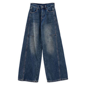 Pantalones Vaqueros de Diseño Único, Estilo Retro Americano, Holgados, de Pierna Recta, para Mujer - Product Image 5
