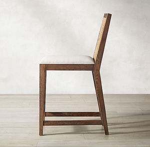 Chaise de salle à manger de luxe moderne en bois de chêne avec assise en jonc de mer, tabouret de comptoir rembourré, vente en gros - Product Image 3