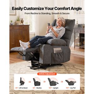 Sillón Reclinable Eléctrico con Elevación Asistida, Tapizado en Chenilla, Grande, con Calefacción y Masaje para Personas Mayores, Ajuste de Posición Infinito, USB - Product Image 2