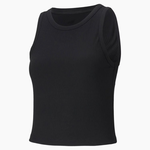 Top Corto de Punto para Mujer, Color Negro Sólido, Cuello Redondo, Estilo Minimalista, Tejido Transpirable de Spandex y Poliéster - Product Image 3