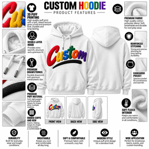 Fabricante de Sudaderas con Estampado Puff, Sudaderas con Capucha y Logotipo Personalizado, Sudaderas con Estampado en Relieve, Sudaderas de Felpa de Algodón Grueso, Ropa Urbana - Product Image 5