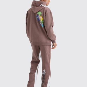Survêtement à capuche 100 % coton pour homme, couleur unie, décontracté, respirant, avec logo, idéal pour la gym – Nouvelle collection très demandée - Product Image 2