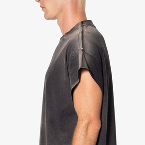 เสื้อยืดคอกลมโอเวอร์ไซส์ผู้ชาย ผ้าคอตตอนเจอร์ซีย์สีพื้น สไตล์ลำลอง - Product Image 4