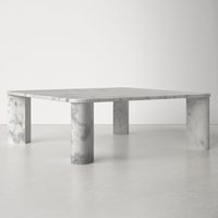 Table basse tendance avec plateau en marbre et pieds en bois, table centrale de luxe pour un design de mobilier moderne.