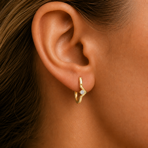 Modern <b>Huggies</b> Hoop Earring 18K Soild <b>Gold</b> Baguette VVS VS Lab Grown Diamond Hoop Earrings Fine Jewelry Wedding Gift for Women - Product Image 2