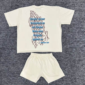 Ensemble T-shirt et short en coton délavé personnalisé pour homme – 2 pièces avec broderie et délavage acide - Product Image 2