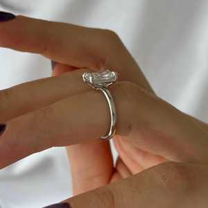 2 Carat E VVS2 Radiant Cut Lab Grown Diamond Low Profile <b>Solitaire</b> <b>Ring</b> , 14k White Gold LOW Set, IGI Certified - Product Image 6