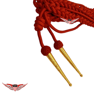 Aiguillette en soie rouge avec étiquettes dorées, cordons d'épaule, aiguillette torsadée, aiguillette à pointe dorée métallique - Product Image 3