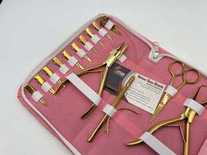Kit de Herramientas para Extensiones de Cabello de Acero Inoxidable Chapado en Oro al por Mayor con Estuche Rosa, Alicates para Extensiones de Cabello de Alta Calidad con Logotipo Personalizado - Product Image 4