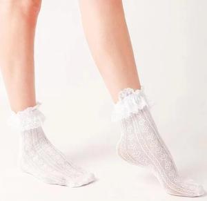Chaussettes courtes en dentelle blanche, tricotées, unies, respirantes, en coton, pour homme, usage quotidien, été, fines, imprimées en sérigraphie - Product Image 2