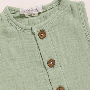 Lot de 2 barboteuses en mousseline biologique de qualité supérieure avec motifs floraux et sauge pour bébé - Product Image 5