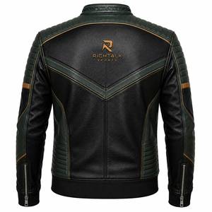 Winter Warm <b>Genuine</b> <b>Leather</b> <b>Jacket</b> <b>Men</b> Stand Eco-Friendly Quick Dry Comfortable Breathable Premium Quality Custom Made Front - Product Image 2
