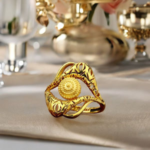 Bold 4.380 Gram Gold <b>Ring</b> | Intricate Filigree & Dome Design <b>for</b> <b>Women</b> | <b>Statement</b> Yellow Gold Jewellery - Product Image 4