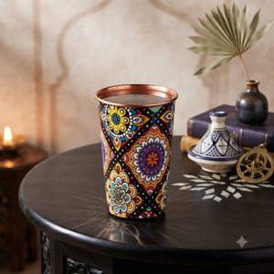 Vaso de Cobre Puro con Diseño Impreso, Hecho a Mano, Ayurvédico, Decorativo, para Hogar, Hotel, Restaurante, Bar - Product Image 2