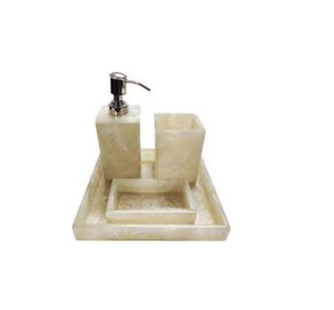 Juego de Baño Redondo Portátil Moderno de Tres Piezas de Resina Acrílica Azul Cielo de Lujo de ILAHI con Diseño Floral Uttar Pradesh - Product Image 4