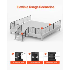 Palo per Ringhiera in Acciaio Inox (1 Pezzo) per Scale e Terrazze a Livello, 42x2x2 Pollici, con Picchetti Pre-Forati per Montaggio - Product Image 3