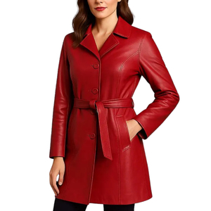 Manteau long en cuir pour femme, modèle Solid Trader, qualité supérieure, tissu respirant et résistant au vent, style élégant. - Product Image 2