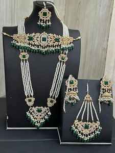 Conjuntos de Joyería Nupcial India al por Mayor para Mujer, Hermosos y Hechos a Mano, Chapados en Oro, con Pendientes Antiguos y Collar de Gargantilla - Product Image 3