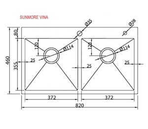 SM 8246 Top-Mount de acero inoxidable 304 el mejor fregadero de cocina hecho a mano de doble tazón con buen precio de la fábrica de Vietnam - Product Image 4