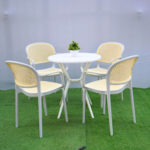 <b>Grey</b> Colored High-End Wicker-Imitation Molded Plastic <b>Chair</b> Armrests-Waterproof Outdoor Dining <b>Garden</b> <b>Chair</b> for Relaxing - Product Image 1
