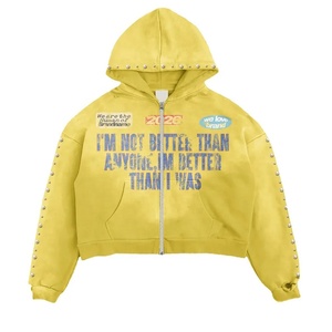 Sudadera con capucha extragrande con cremallera, adornos de perlas y diseño estampado frontal para uso unisex en invierno, estilo americano. - Product Image 6