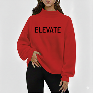 Sweat-shirt à col roulé oversize marron pour femme avec imprimé élégant, épaules tombantes, manches longues, décontracté, pour l'automne - Product Image 3
