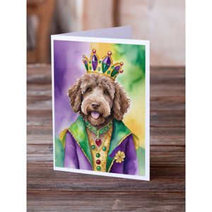 Labradoodle King of Mardi Gras Greeting Cards Pack of 8 Whimsical A7 Size <b>5x7</b> Blank Note Cards with <b>Envelopes</b> - Product Image 2