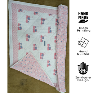 Premium Indian Hand Block Printed Cotton Baby Quilt Set Hypoallergenic 100% Cotton Super Soft Machine Washable Eco-Friendly - Product Image 2