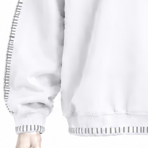 Sudadera de cuello redondo para hombre, blanca, con borde cosido, efecto desgastado, corte holgado, manga larga, estilo casual, streetwear, para uso diario. - Product Image 5