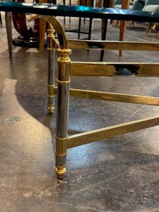 Vintage style brass chrome and glass <b>coffee</b> <b>table</b> luxury midcentury modern <b>coffee</b> <b>table</b> elegant glass top center <b>table</b> - Product Image 2